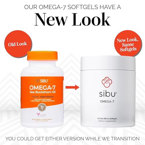 sibu Omega-7 Softgels, Premium Organic Himalayan Sea Buckthorn Oil (60ct, 30 Day Supply) – Supplement for Healthy Skin, Hair, Nails and Dryness